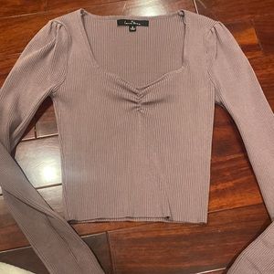 Purple Sweetheart Neckline Ribbed Top